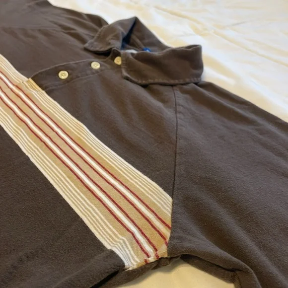 Old Navy 100% cotton polo in brown with stripes. Men's L. Like new condition. - Picture 4 of 7